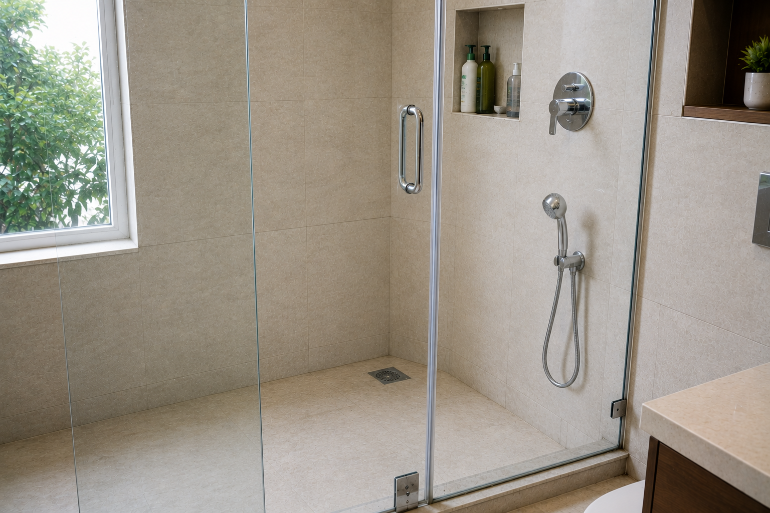 Shower area after professional cleaning