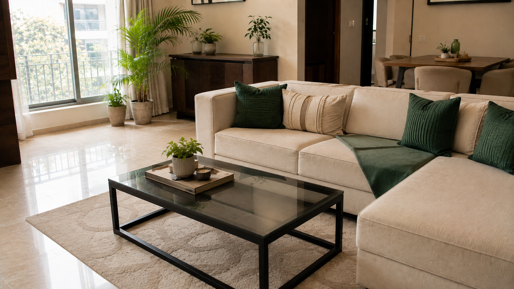 Living room after deep cleaning