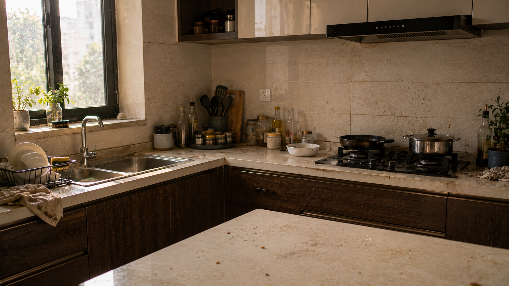 Kitchen before deep cleaning