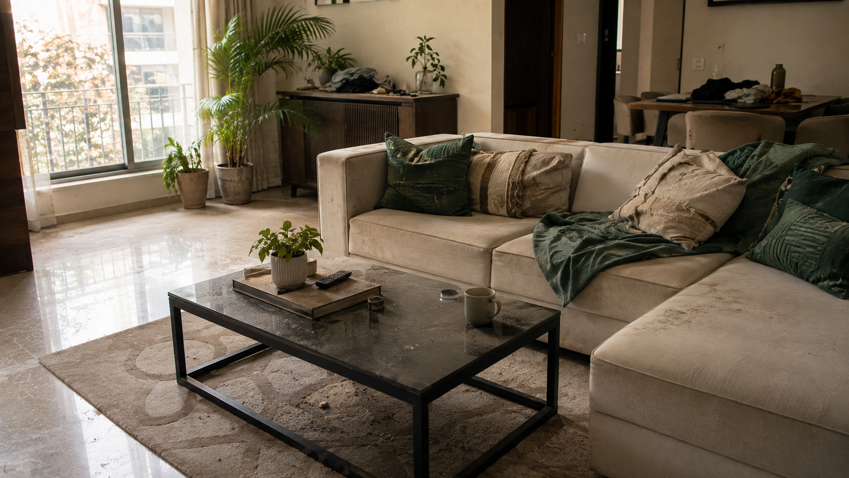 Living room before Instant Maid service