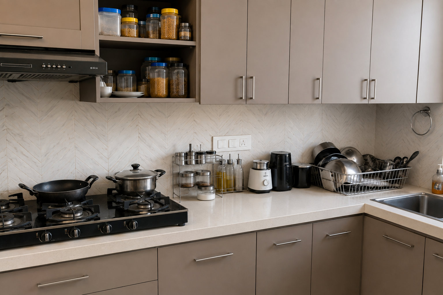 Kitchen cabinets after professional cleaning