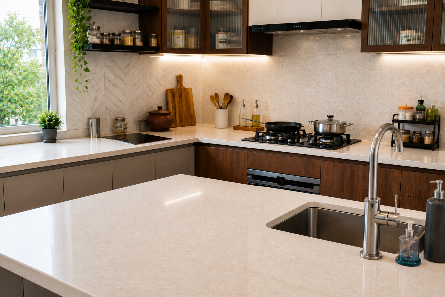 Kitchen countertop after professional cleaning