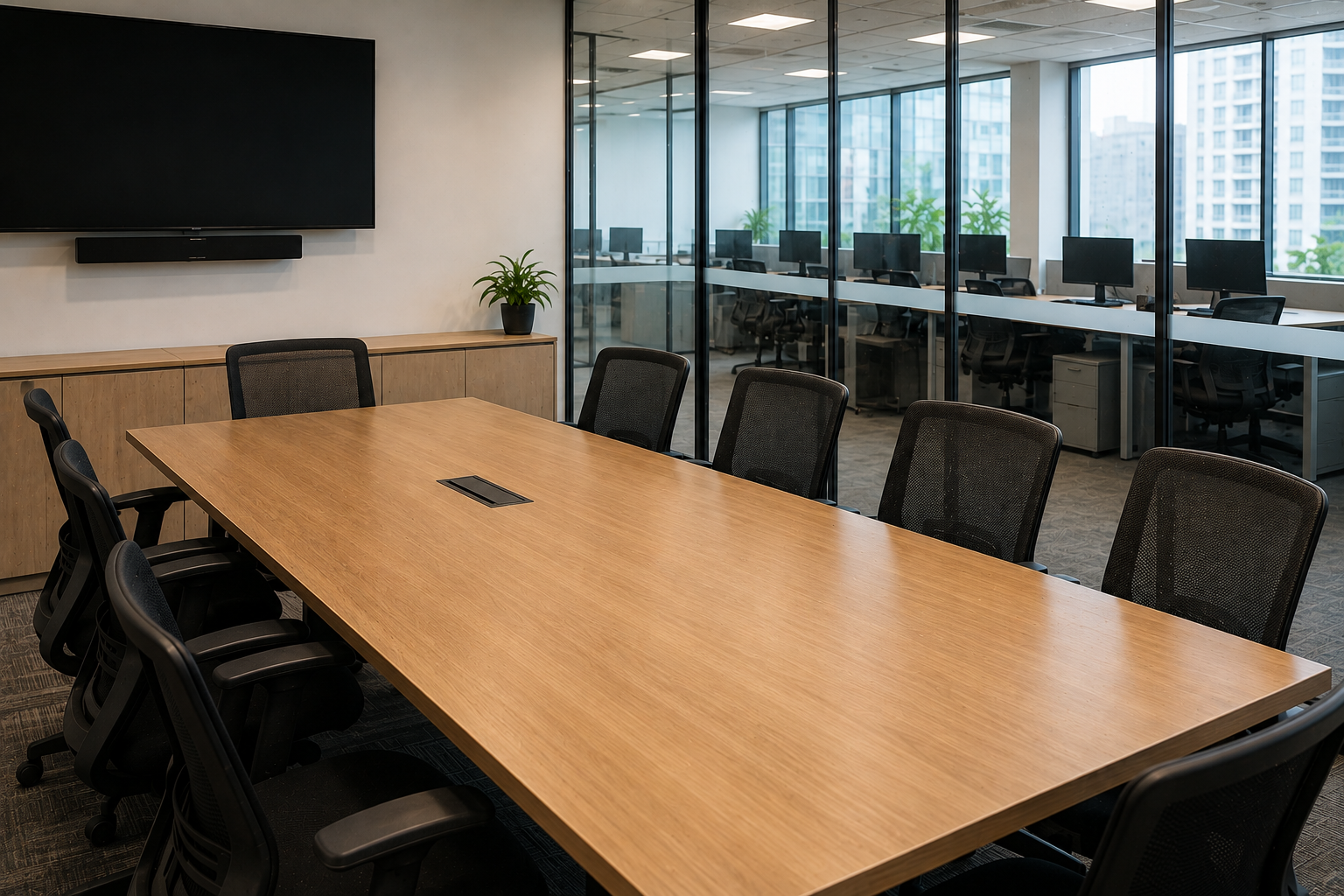 Office meeting room after professional cleaning