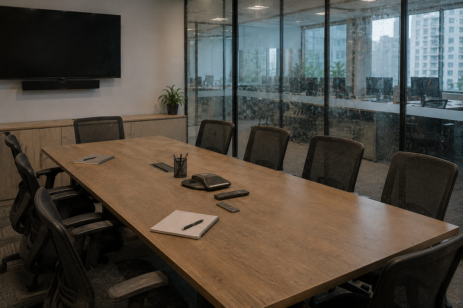 Office meeting room before professional cleaning