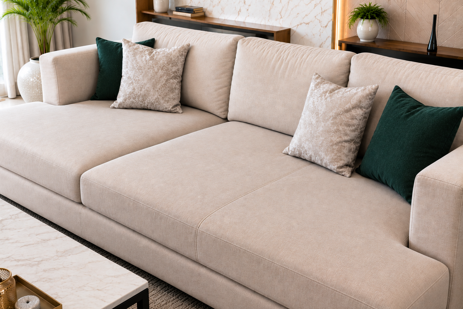 Sofa cushions after professional cleaning