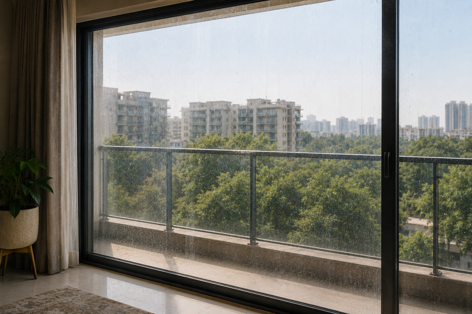 Glass before professional cleaning